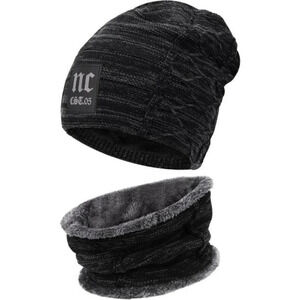Unisex Winter Beanie Hat Scarf Set Warm Knit Hats Fleece Lined  Winter Cap Neck